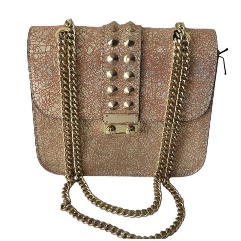 New Cuir Rose Leather Crossbody Mini Bag Made in Italy